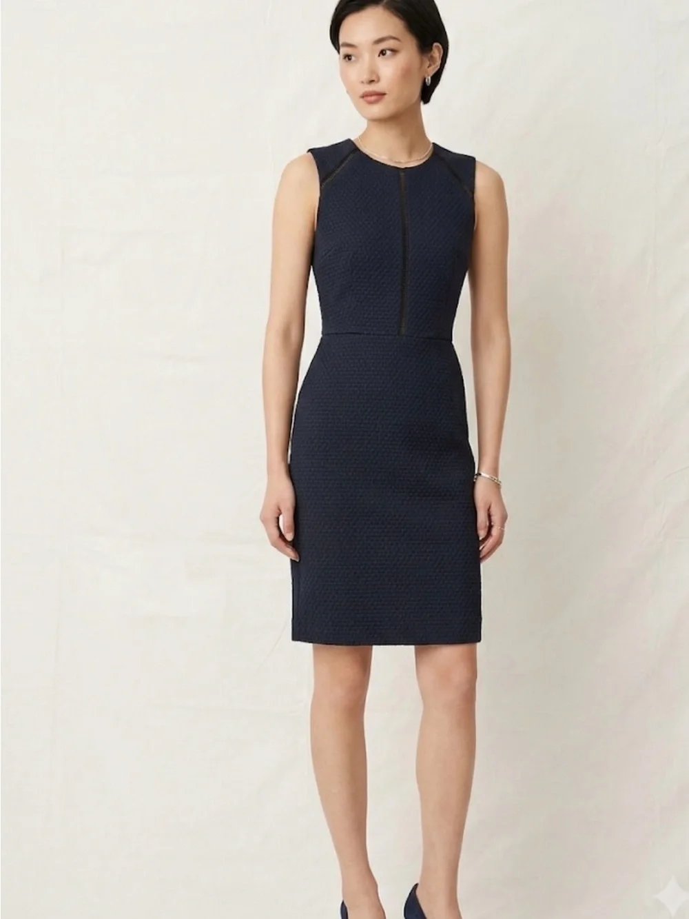 J.Crew Women’s Navy Textured Sleeveless Dress Size 0(A815)